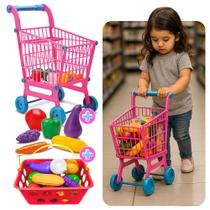 Mercadinho Infantil Carrinho Compra Brinquedo Menina Rosa