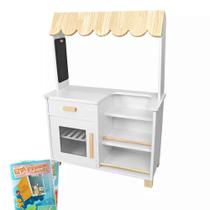 Mercadinho Infantil de Madeira - Branco Kit Livro Educativo Mercadinho Infantil de Madeira - Branco Kit Livro Educativo