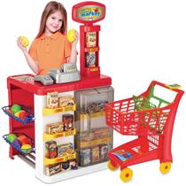Mercadinho Mercado Infantil C/ Caixa Registradora Leitor de Compras 8039 Carrinho de Supermercado Feirinha - Magic TOYS