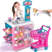 Mercado Confeitaria Mágica com Carrinho de Compras Caixa Registradora Infantil Acessórios Luz e Som Magic Toys