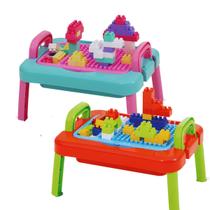 Mercoblocks Mesinha Infantil Criativa Educativa Rosa e Vermelho 64 Blocos