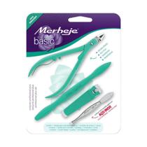 Merheje Basic Verde Kit Alicate + Espátula + Cortador + Pinça