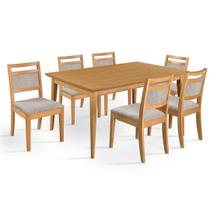 Mesa 1.60 + 6 cadeiras Madeira Maçica Sala Luxo - Refinatto