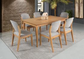Mesa 1.60 com 6 cadeiras Madeira Maçica Sala Luxo -Refinatto Mesa 1.60 com 6 cadeiras Madeira Maçica Sala Luxo -Refinatto