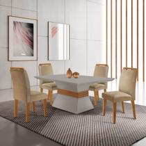 Mesa 120cm Canto Reto Clarice e 4 Cadeiras Athenas