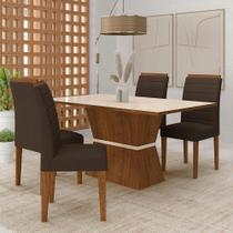 Mesa 1,36 Biella Com 4 Cadeiras Estofadas Freijó/off/sd Marrom - M.a