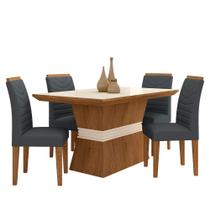 Mesa 1,36 Com 4 Cadeiras Nigéria Freijó/Off Premium/Cinza - Móveis Arapongas