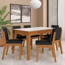 Mesa 1,36 Com 6 Cadeiras Libéria Cinamo/off White/preto - M. Arapongas