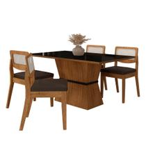 Mesa 1,36 Riva 4 Cadeiras Sextavada Freijó/preto/material sintético Marrom - M.a