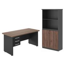 Mesa 1600 com Armário Belvedere Noce Preto Mesa 1600 com Armário Belvedere Noce Preto