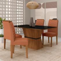 Mesa 4 Cadeiras 1,36 Odessa Freijó/preto/suede Terracota - M.a