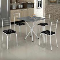 Mesa 4 cadeiras rio 70x70 branco/preto lírio - teixeira Mesa 4 cadeiras rio 70x70 branco/preto lírio - teixeira