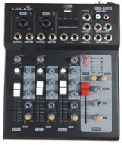 Mesa 4 Canais Lyco LMX0401U Usb, 2 Canais Xlr/Trs, 2 Canais P10 C/Efeito Echo/Delay, Phato Power