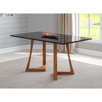 Mesa 6 Lugares Madeira Maciça com Vidro Canto Arredondado 160x90cm Jantar Anna