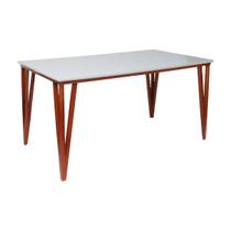 Mesa 6 Lugares Tampo de Vidro 160x90 Cozinha Sala de Jantar Retangular Pés Madeira Safira Mesa 6 Lugares Tampo de Vidro 160x90 Cozinha Sala de Jantar Retangular Pés Madeira Safira