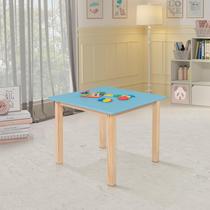 Mesa 65x65cm Azul Linha Colorê Infantil para Escolas Base Madeira Maciça