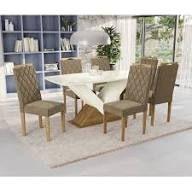 Mesa 6cad Base Amora Freijó/Off White 170X90 Veludo Bege Cod: 22.451