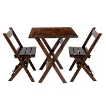 Mesa 70x70 Com2 Cadeiras Madeira Jogo Dobravel Bar Imbuia / Liso Mesa 70x70 Com2 Cadeiras Madeira Jogo Dobravel Bar Imbuia / Liso