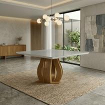 Mesa 8 Lugares Tampo Vidro/MDF Sala de Jantar 135x135cm Nuance Yescasa Marrom/Castanho Cinamomo/Off White
