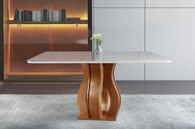 Mesa 8 Lugares Tampo Vidro/MDF Sala de Jantar 135x135cm Nuance Yescasa