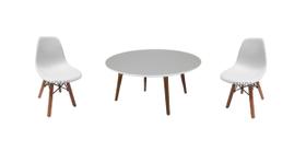 Mesa 80cm Redonda Branca 4 Pé Palito 50cm 2 cadeira Infantil