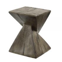 Mesa Accent Benzara 43 cm Cimento Envelhecido em Carvalho Marrom
