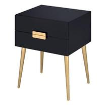 Mesa Acme Denvor retangular de madeira com 2 gavetas em ouro preto