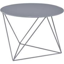 Mesa Acme Epidia de Metal con Tapa Redonda y Base Geométrica Gris