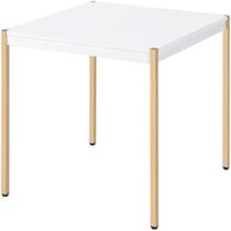 Mesa Acme Otrac Cuadrada con Tapa de Madera en Blanco y Dorado Mesa Acme Otrac Cuadrada con Tapa de Madera en Blanco y Dorado
