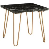 Mesa Acme Telestis 22" com tampo de mármore quadrado preto dourado