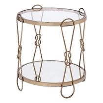 Mesa Acme Zekera com tampo redondo espelhado em metal dourado