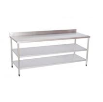 Mesa Aço Inox 201 100x60x90cm Duas Prateleiras Inferiores Lisas Evolução Inox MLE20 Mesa Aço Inox 201 100x60x90cm Duas Prateleiras Inferiores Lisas Evolução Inox MLE20