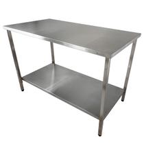 Mesa Aço Inox Industrial 140x70x90 cm com Plano Liso Nortinox Mesa Aço Inox Industrial 140x70x90 cm com Plano Liso Nortinox