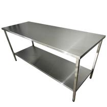Mesa Aço Inox Industrial 190x60x90 cm Plano Liso Nortinox