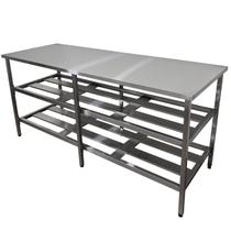 Mesa Aço Inox Industrial 190x70x90 cm Prateleiro Duplo Loja da Cozinha