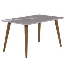 Mesa Adele Madeira 130cm com Vidro Temperado - Madeira/Off White Mesa Adele Madeira 130cm com Vidro Temperado - Madeira/Off White