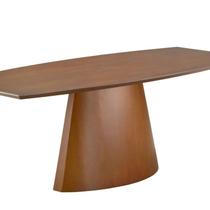 Mesa Aghata Oval 1,80 x 0,90 Madeira Laminada Marrom/Amendoa