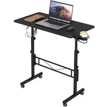 Mesa Ajustável para Escritório Hadulcet com Rodízios 80x40cm Preta Mesa Ajustável para Escritório Hadulcet com Rodízios 80x40cm Preta