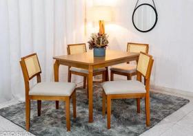 Mesa Alegra 4 Cadeiras Jade 1,20M Linho Bege JCM - Cinamomo Mesa Alegra 4 Cadeiras Jade 1,20M Linho Bege JCM - Cinamomo