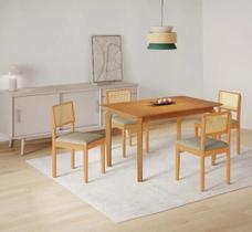Mesa Alegra 4 Cadeiras Jade 1,20M Linho Cinza JCM - Cinamomo