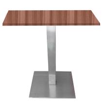 Mesa Alpha Inox 73,50 cm (Alt) Base Quadrada Tampo MDP Quadrado 60 cm (Larg) x 2,50 cm (Alt) Walnut