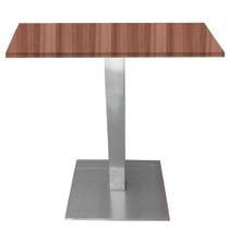 Mesa Alpha Inox 73,50 cm (Alt) Base Quadrada Tampo MDP Quadrado 80 cm (Larg) x 2,50 cm (Alt) Walnut