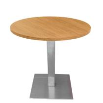 Mesa Alpha Inox 73,50 cm (Alt) Base Quadrada Tampo MDP Redondo 80 cm (Larg) x 2,50 cm (Alt) Samba