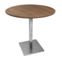 Mesa Alpha Inox 77,50 cm (Altura) com Tampo em MDP Redonda 80 cm Imbuia