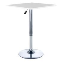 Mesa alta bar bistro Apollo quadrada 60 cm tampo madeira ajustável - Branco Mesa alta bar bistro Apollo quadrada 60 cm tampo madeira ajustável - Branco