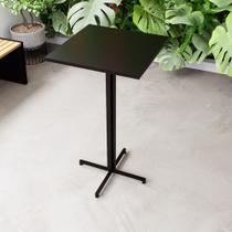 Mesa Alta Bar Bistrô Quadrada 100x50cm Preta Industrial
