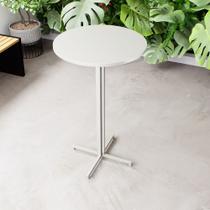 Mesa Alta Bar Bistrô Redonda 100x60cm Branca Industrial