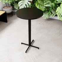 Mesa Alta Bar Bistrô Redonda 100x60cm Preta Industrial