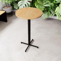 Mesa Alta Bar Bistrô Redonda 100x60cm Preta Tampo Pinus Industrial
