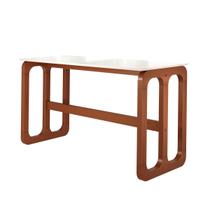 Mesa Alta Bistrô Gourmet Irlanda 170 x 70 Cm Tampo Vidro Off White Base Madeira Maciça Imbuia - RMI Mesa Alta Bistrô Gourmet Irlanda 170 x 70 Cm Tampo Vidro Off White Base Madeira Maciça Imbuia - RMI